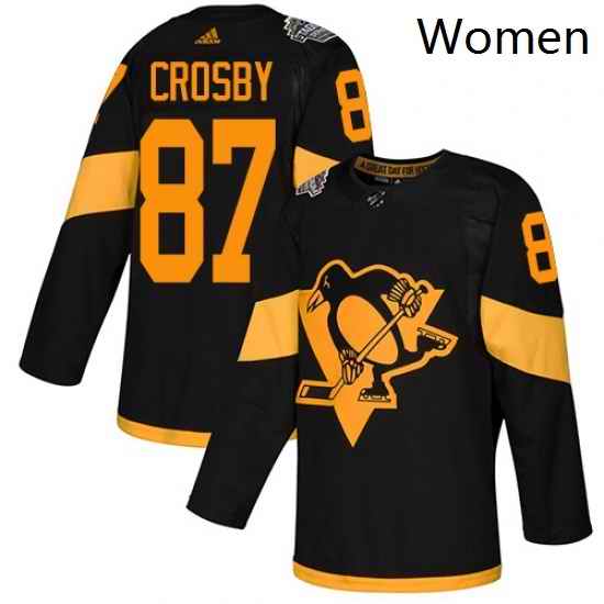 Womens Adidas Pittsburgh Penguins 87 Sidney Crosby Black Authentic 2019 Stadium Series Stitched NHL Jersey